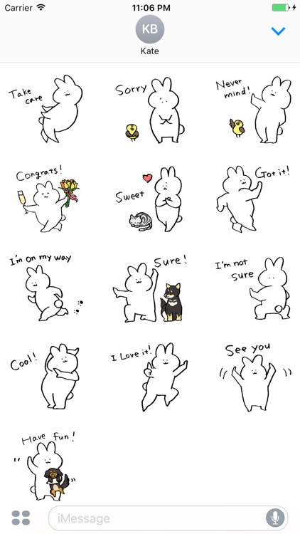 Daily Life Of White Bunny English Sticker