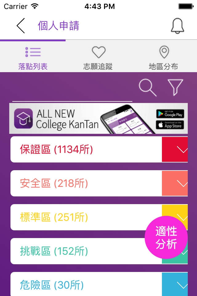 大學生甘單 - 落點分析 (學測 統測 分科測驗 ) screenshot 2