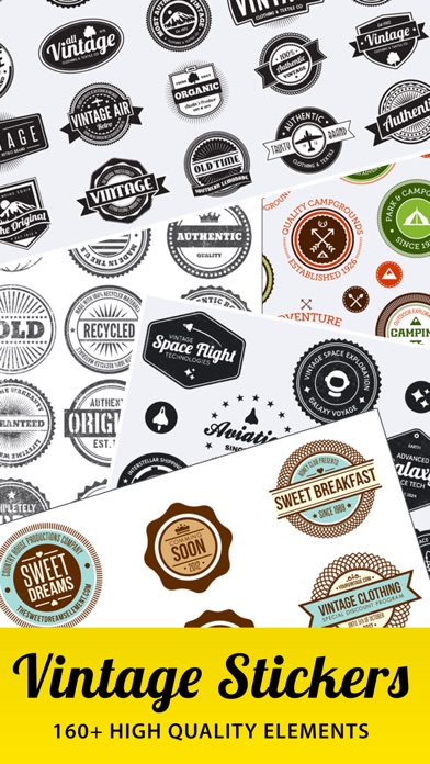 Vintage Stickers - Beautiful retro badges, labels and stamps for your pictures Screenshot 1