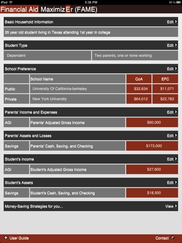 FAME Financial Aid MaximizEr screenshot 4