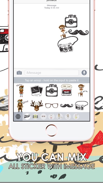 Hipster Stickers Style & Emoji Keyboard Themes