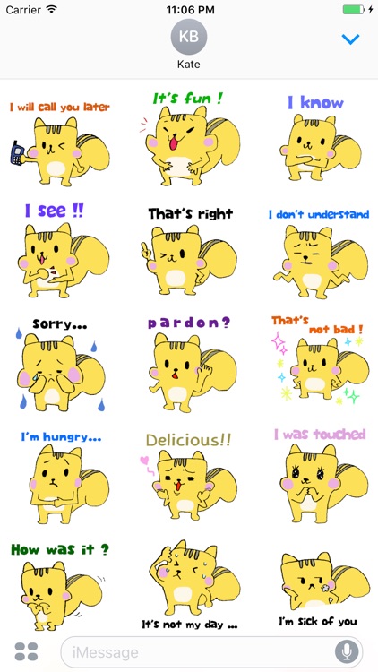Daily Life Of Yellow Squirrel Englsh Sticker