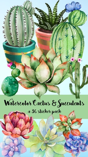 Watercolor Cactus and Succulents Sticker Pack(圖1)-速報App