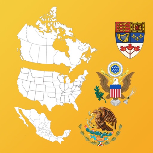 North American State Maps, Flags & Info Icon