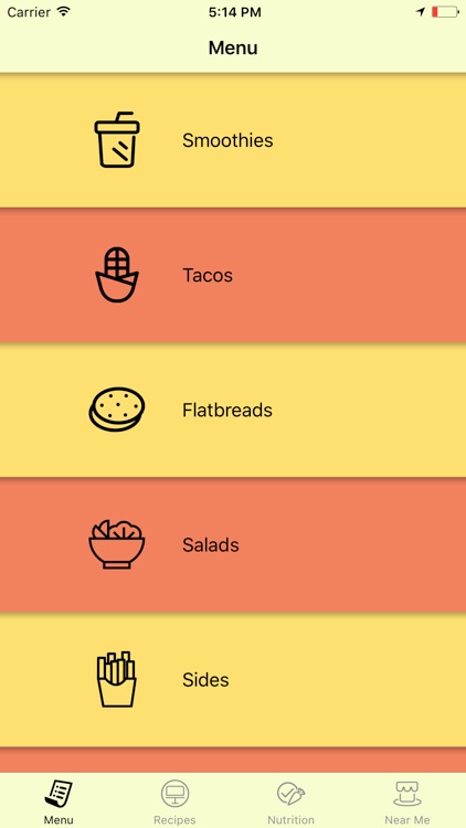 Menu for Tropical Smoothie Cafe