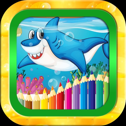 Shark tank and Sea animals coloring game for kid Icon