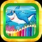 Shark tank and Sea animals coloring game for kid