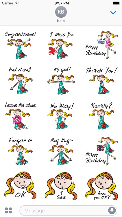 Blonde Girl - Text Message Stickers Pack