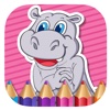 Hippo Animal Coloring Book Game For Kids