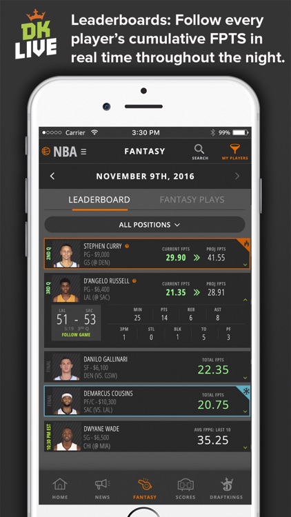 DK Live – Fantasy Sports Play by Play and News screenshot-4