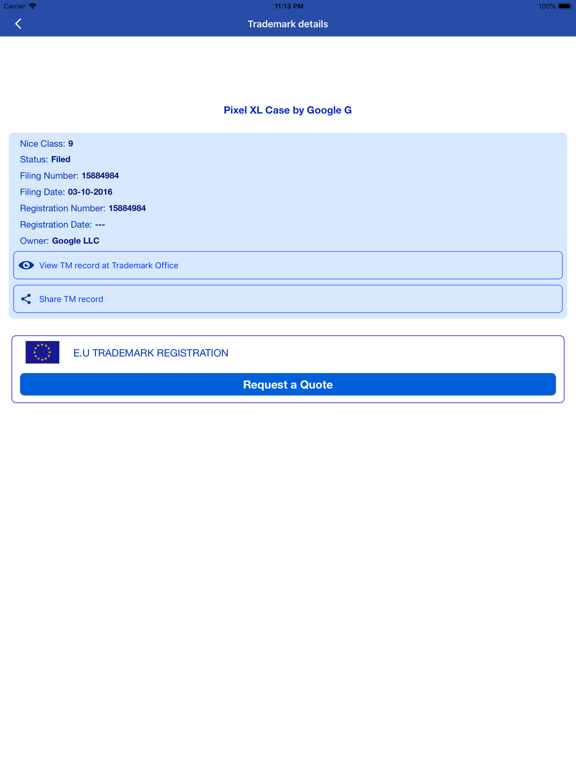 EU Trademark Search Tool screenshot 3