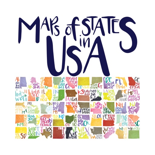 Maps of States in U.S.A. stickers for iMessage
