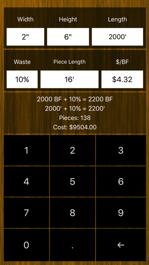 Fast Board Foot Calculator