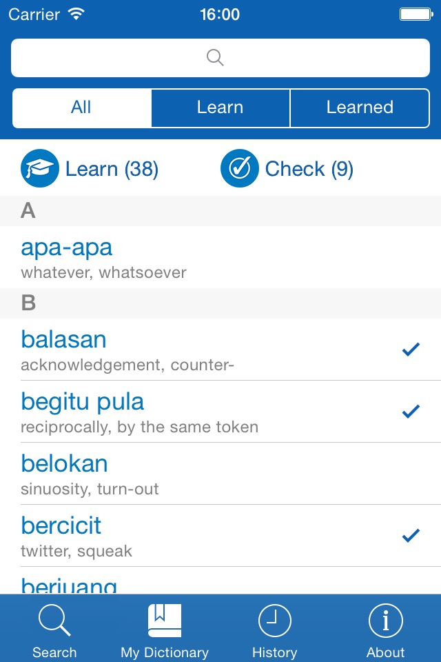 Indonesian−English dictionary screenshot 3