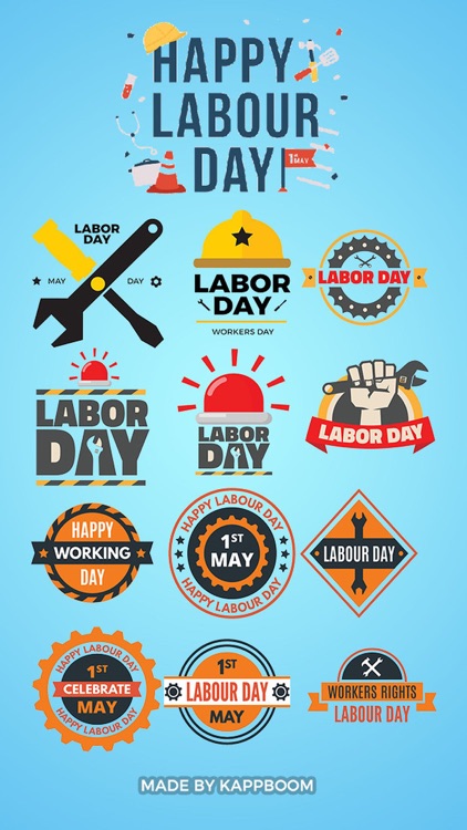 Happy Labor Day Badge Stickers by Kappboom