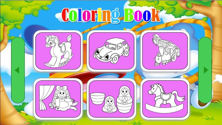 Dream dolls and toys coloring for kindergarten