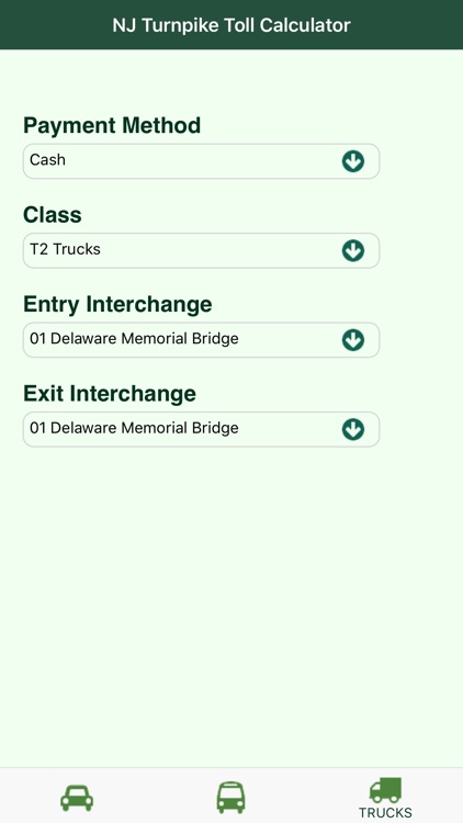 NJ Turnpike Toll Calculator