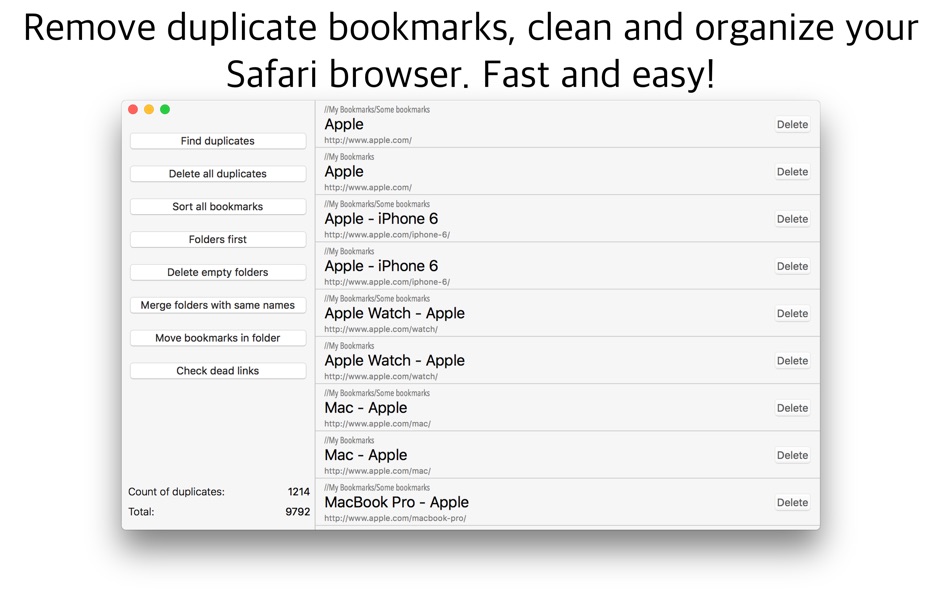 BookmarkApp 1.7.6  duplicate cleaner and organizer