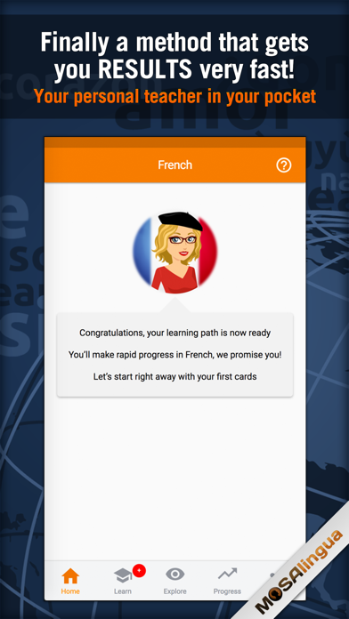 Learn French quickly with SRS Memorization - MosaLingua (English -> French) Screenshot 1