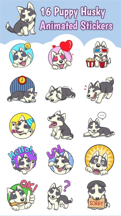 Playful Husky Animated Sticker