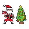 Stickers Of Funny Ninja Santa Claus