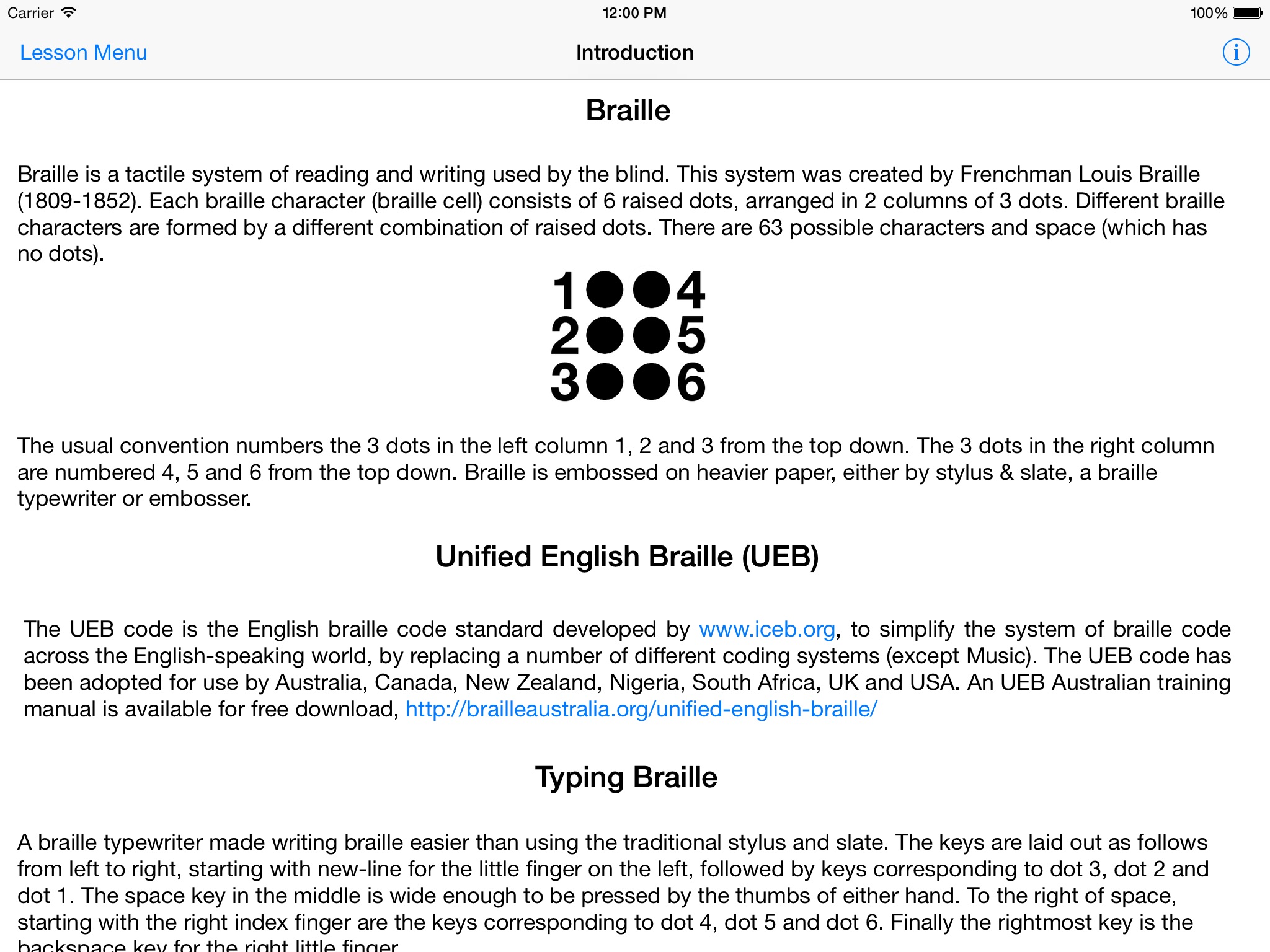Braille Tutor screenshot 2