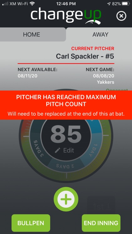 ChangeUp: Baseball Pitch Count