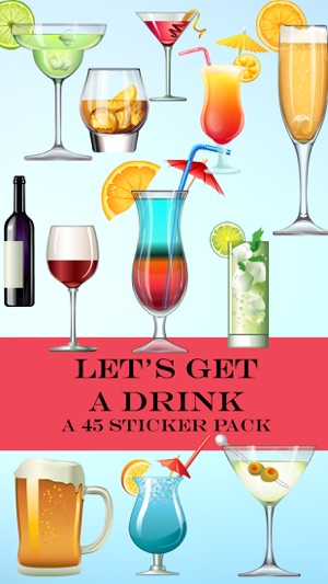 Lets Get A Drink Bar & Cocktail Sticker Pack(圖1)-速報App