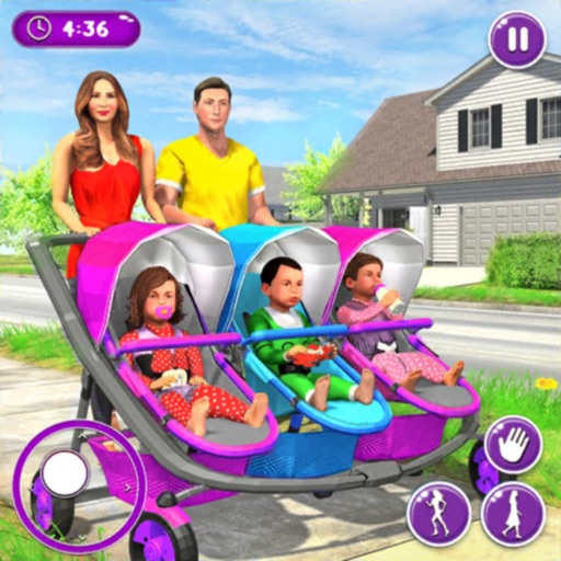 Triplet Baby Mother Daycare 3D