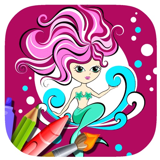 Shimmer Mermaid Coloring Book Game For Kids Icon