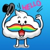 Funny Mr Cloud with Rainbow Moustache Stickers