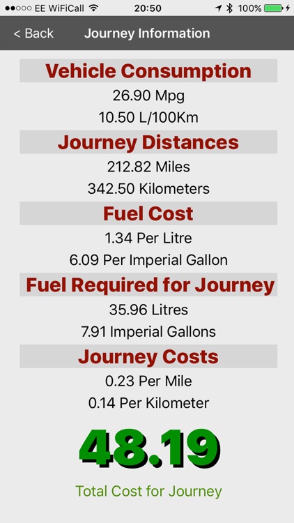 Journey Calc