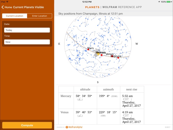 Wolfram Planets Reference App