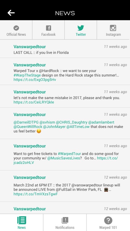 Vans Warped Tour Official App