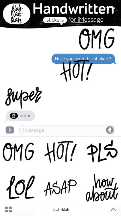 Blah blah blah: handwritten stickers for iMessage screenshot-3