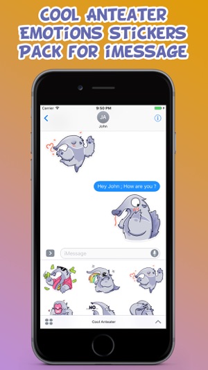 Cool Anteater Emotions Stickers Pack for iMessage(圖3)-速報App