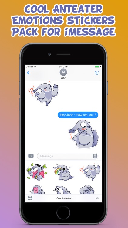 Cool Anteater Emotions Stickers Pack for iMessage