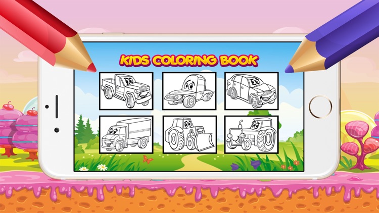 Free Coloring Book for Kids - Cartoon Car