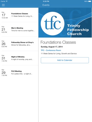 Trinity Fellowship Church Tyler for iPad screenshot 2