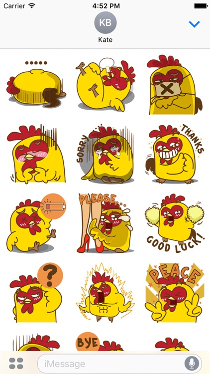 Yelo the naughty chicken for iMessage Sticker