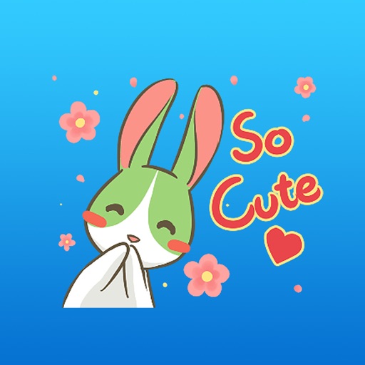 Sapphire The Little Green Bunny English Stickers iOS App