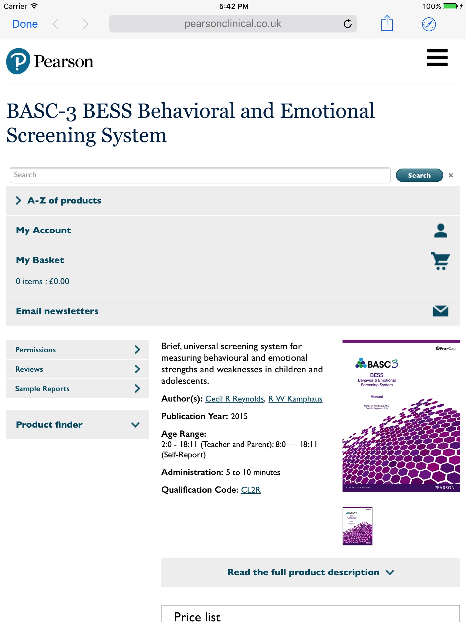 Pearson Clinical UK Assessment Assistant screenshot 3