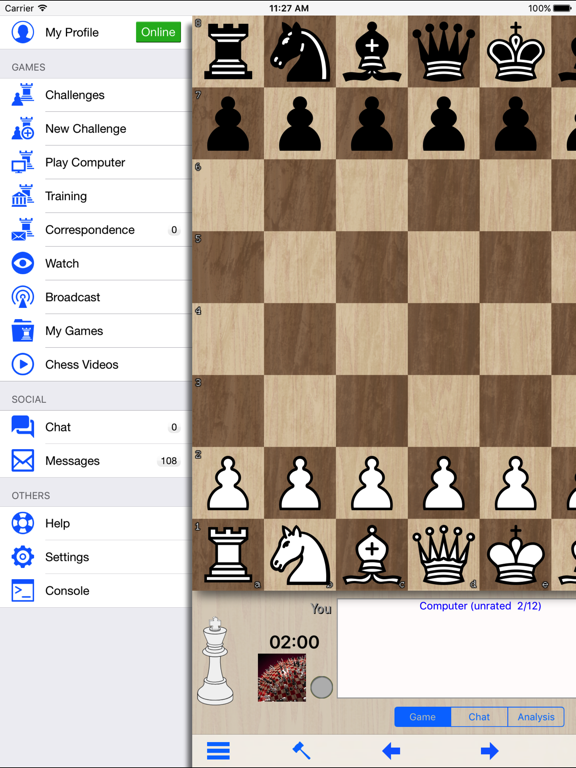 Chess at ICC, play & learn на iPad