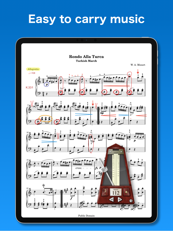 Free music score viewer “piaScore” (metronome, tuner, keyboard, recorder, piano, guitar, tablature, etc.) screenshot