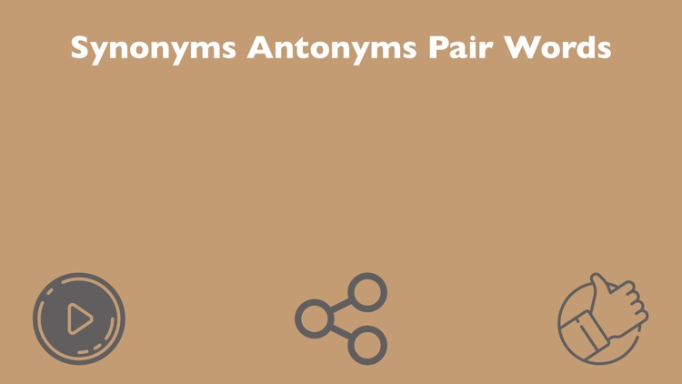 Synonyms Antonyms Pair Words