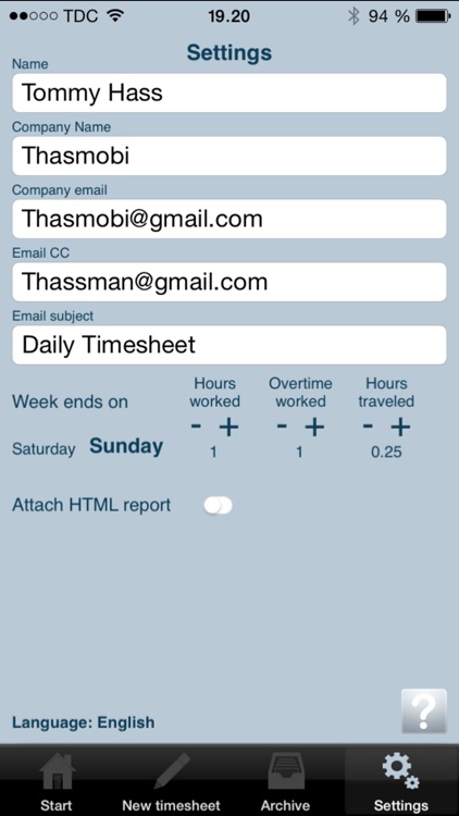 Daily Timesheet