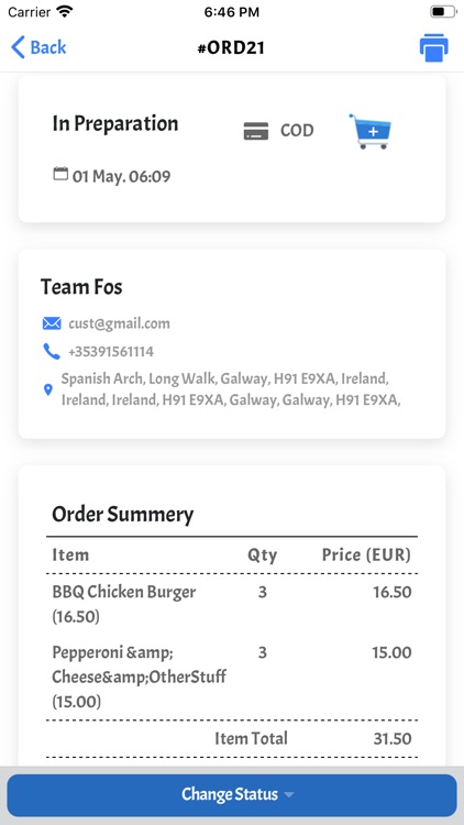 Foodcaptin Order Receiving App