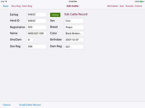 Cattle Pedigree Database screenshot 2