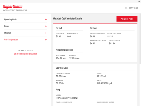 Hypertherm Cut Calculator - náhled