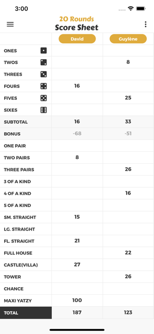 20 Rounds Score Sheet